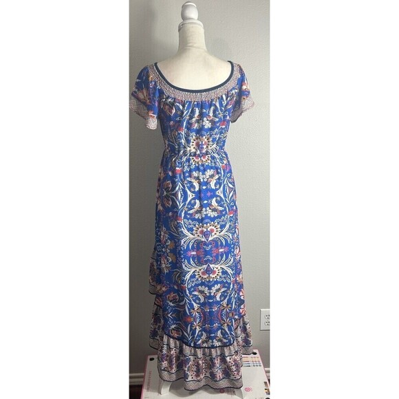 Kiki Larue Vibrant Short Sleeve Hi Lo Ruffle Dress Size Medium - Picture 2 of 11